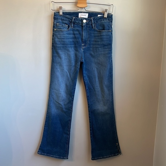 Frame Le Crop Slit Hem High Waist Mini Boot Jeans SZ 25 - Picture 7 of 11